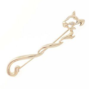 Authentic! Asprey 18k Yellow Gold Diamond Panther Pin Brooch